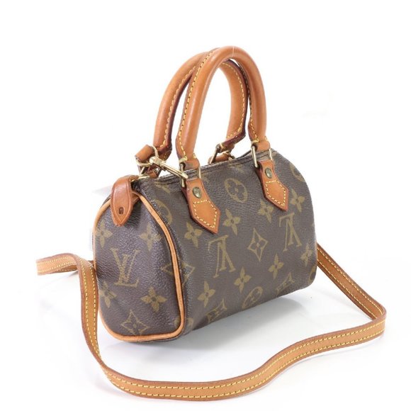 Authentic Louis Vuitton Mini Speedy with Strap Crossbody Monogram Brown - Picture 3 of 9